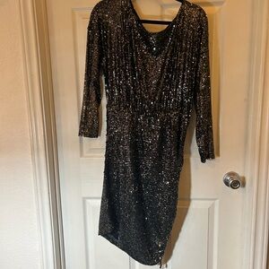 NWT! Free People Black Sequin Dolman Long Sleeve Dress